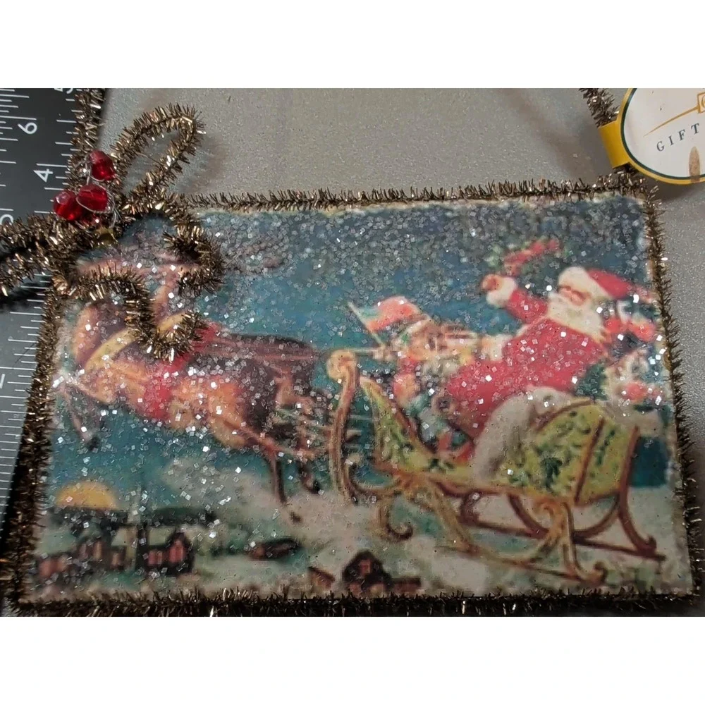 Giftcraft Santa & Reindeer Christmas Candle Ring Ornament Vintage Style 681450